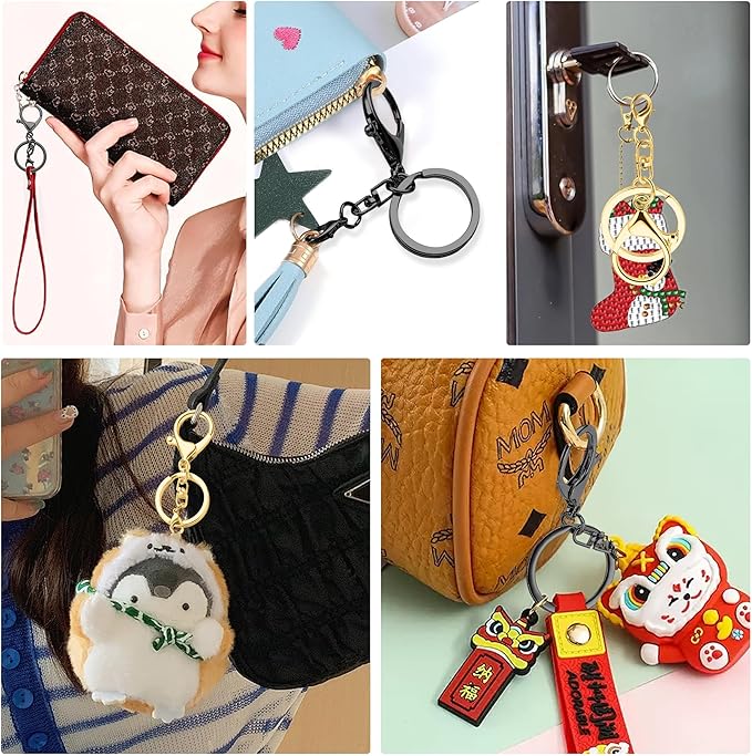 Gkeygo 10 Pack a Set Metal Lobster Claw Clasps and Key Rings, Key Chain Accessories, Keychain Making kit for Keys, Art Crafts, Jewelry Making, Gold - Gunmetal