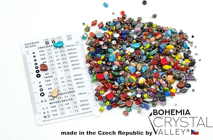 1.76oz (50g) of All MATUBO Glass Bead Mix (SuperDuo, MiniDuo, Ginko, Rulla, Nib-Bit, Paisley), 0.2-0.4inch (0.5-1cm),Mixed Colors