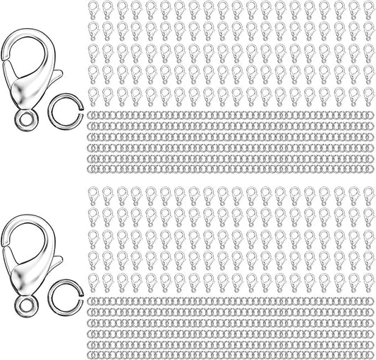 MKCYD 700Pcs Lobster Claw Clasps and Open Jump Rings Set, 14K Gold and Silver Necklace Clasps and Closures Lobster Parrot Trigger Clasp for Jewelry Making
