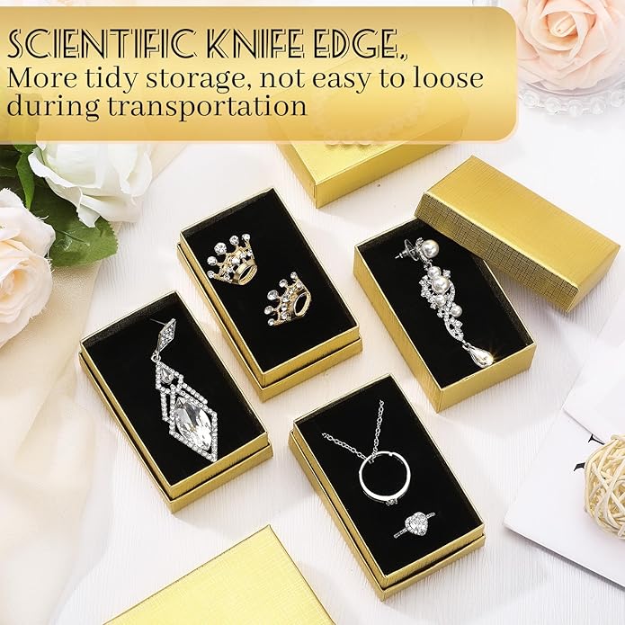 Tenceur 100 Pcs Valentines Jewelry Gift Boxes Bulk Kraft Jewelry Cardboard Box for Necklace Earring Bracelet Storage Package