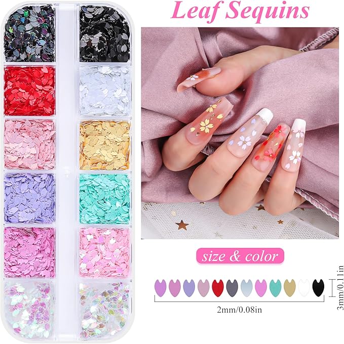 5 Boxes 60 Colors Holographic Nail Art Sequins Kit,Fruit Slice,Iridescent Sparkle Laser Hollow 3D Star Butterfly Heart Round Mixed-shapes Nail Glitter Flakes for Manicure Body Makeup(3-colorful-kit3)