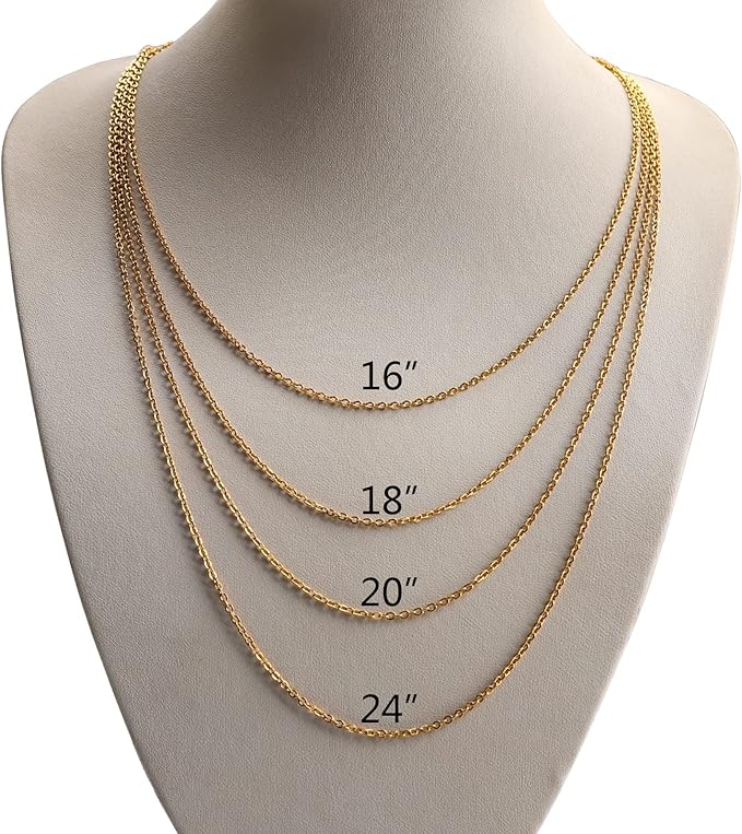 30 Pack Necklace Chains 2mm Gold Plated Stainless Steel Link Cable Chain Necklace Bulk for DIY Jewelry Making Supplies (20 Inches)