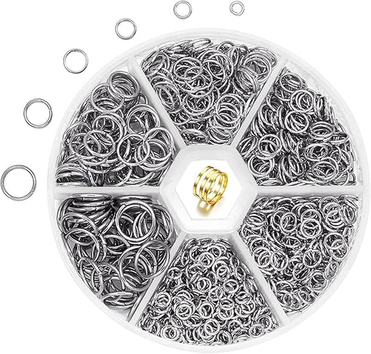 ZYNERY 1500pcs 304 Stainless Steel Open Jump Rings with Jewelry Rings for Jewelry Making Supplies, Jewelry Fix, Wire Wrapping, Crafts