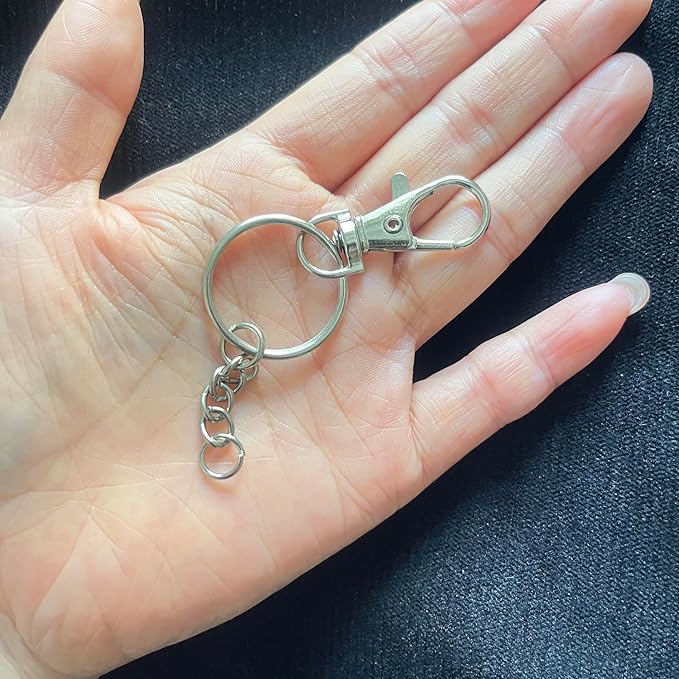 100 Pcs Swivel Snap Hook and Key Rings with Chain and Jump Rings for Keychain Lanyard DIY Jewelry Crafts Accessories(50 Lanyard Snap Hooks+50 Key Ring with Chains)