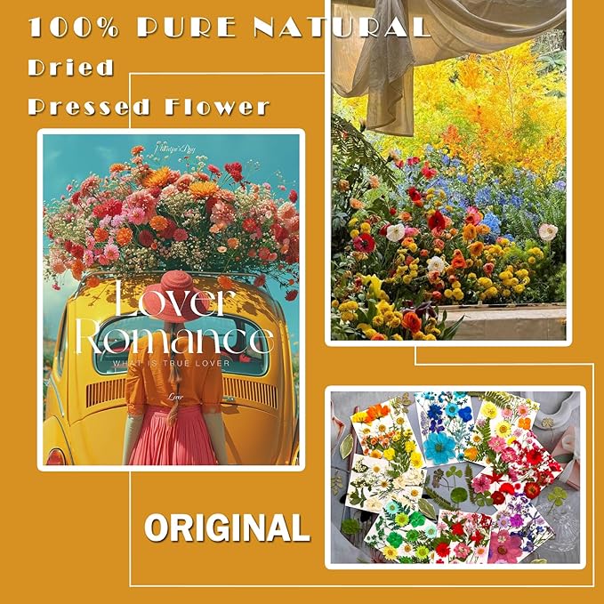 MIKIYA 182Pcs Dried Pressed Flowers for Resin Molds, Assorted Real Natural Bulk Dry Floral Leaves for DIY Art Crafts, Epoxy Jewelry, Candle, Soap Making, Nails Decors Gifts