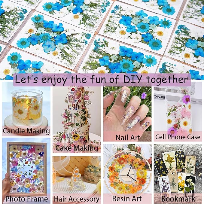 154Pcs Black Dried Pressed Flowers for Crafts,Xinxinran Dry Flowers Kit for Resin Molds,Epoxy Resin Accessories,Bookmark,Nails, Jewelry Molds,Candle Making Supplies,Soap,Frame