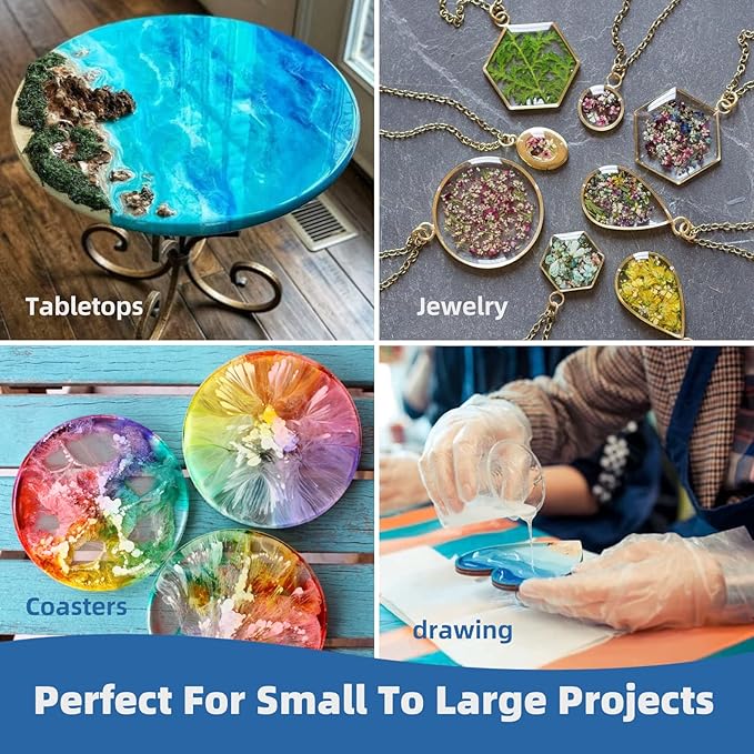 1 Gallon Crystal Clear Epoxy Resin Kit - 1:1 Mixing Ratio, Bubble Free & Anti-Yellowing - High Gloss Casting & Coating Resin for Jewelry, River Tables, Bar Top, Countertops & Wood - Heat Resistant