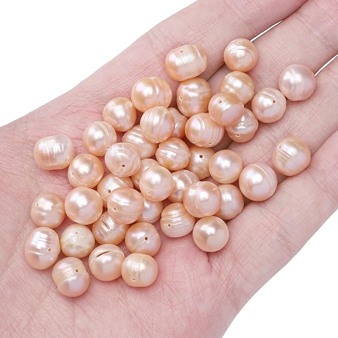 Natural Pearl Beads Potato 9-10mm Pink Freshwater Cultured Loose Gemstone Beads for DIY Jewelry Making 13.8''/Strand HQ