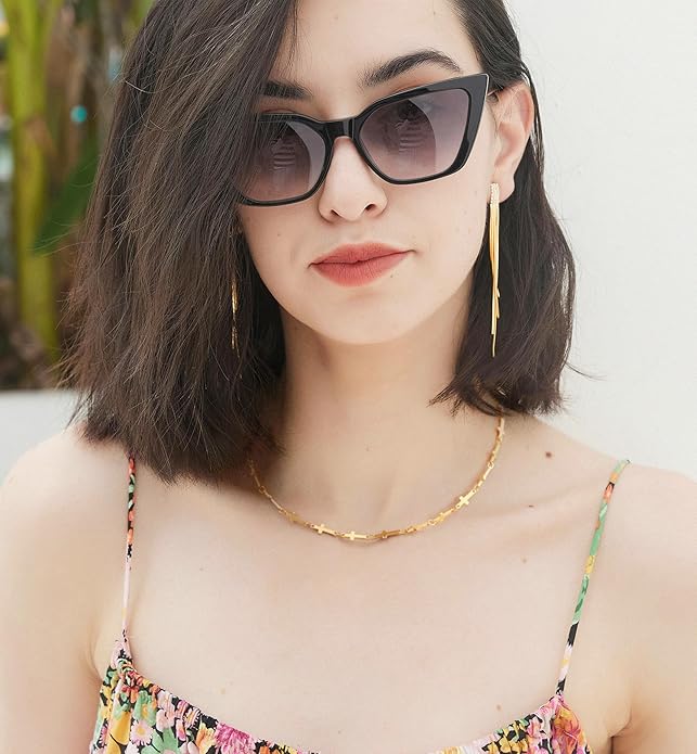 Aobei Pearl 18K Gold Plated Paperclip Chain Choker Satellite Chain Freshwater Cultured Biwa Pearl Pendant Necklace Dainty Jewelry for Women