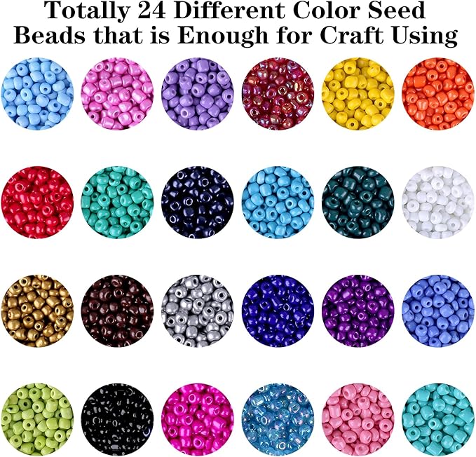 efivs arts 4500pcs Seed Beads 24 Colors 4mm Round Beads for Friendship Bracelet Making Kit Waist Small Bead Rainbow Beads for DIY Crafting 6/0