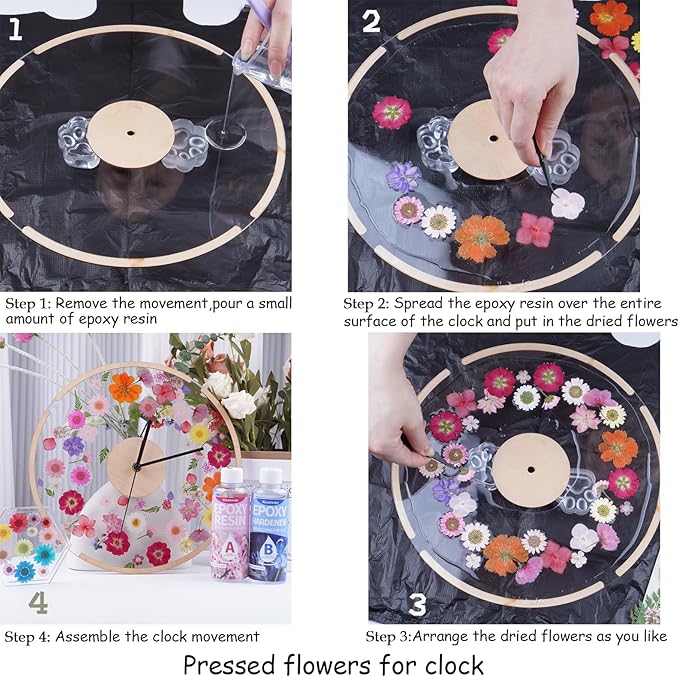 154Pcs Black Dried Pressed Flowers for Crafts,Xinxinran Dry Flowers Kit for Resin Molds,Epoxy Resin Accessories,Bookmark,Nails, Jewelry Molds,Candle Making Supplies,Soap,Frame