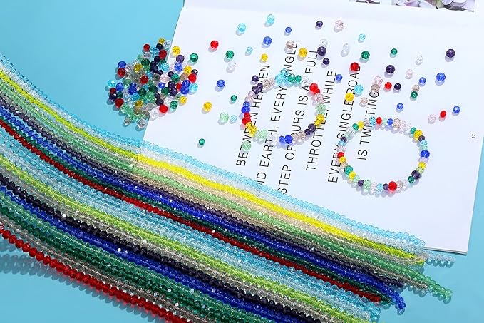 1000Pcs Glass Crystal Beads for Jewelry Making Bracelets Necklace Earring DIY Faceted Shape Decor Loose Rondelle Beads Colorful Assorted Suncatcher Glass Beads for Crafts 6mm 8mm Fresh Color
