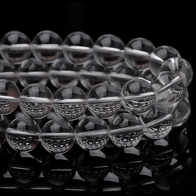 Natural Crystal Beads for Jewelry Making,6mm Clear Quartz Polished Smooth Round Gemstone Beads for Bracelet Necklace 15 Inch