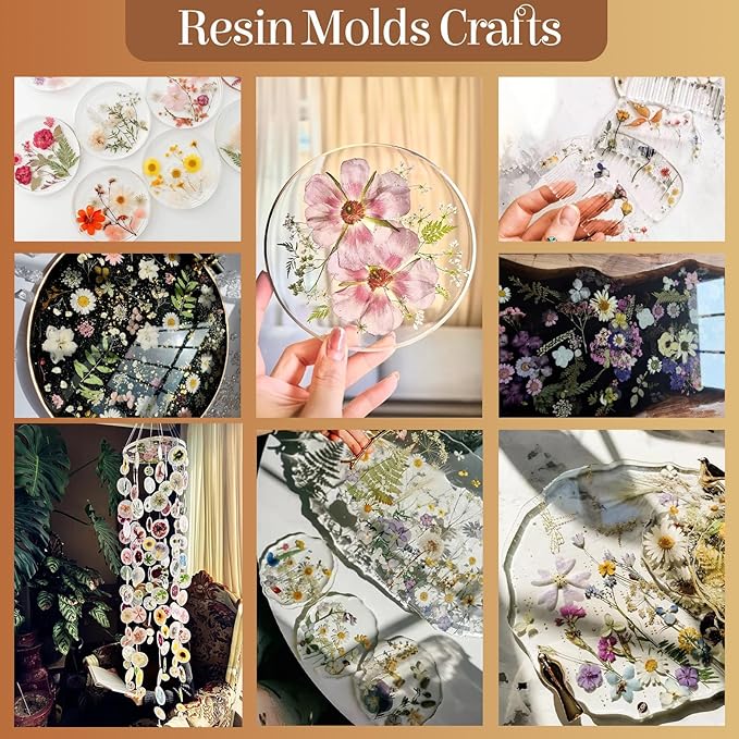 85Pcs Boho Dried Flowers for Crafts, Real Natural Pressed Flowers for Crafts Vintage Dried Pressed Flowers Dry Leaves for Resin, DIY Art, Scrapbook, Jewelry, Candle & Soap Making – Tweezers Included