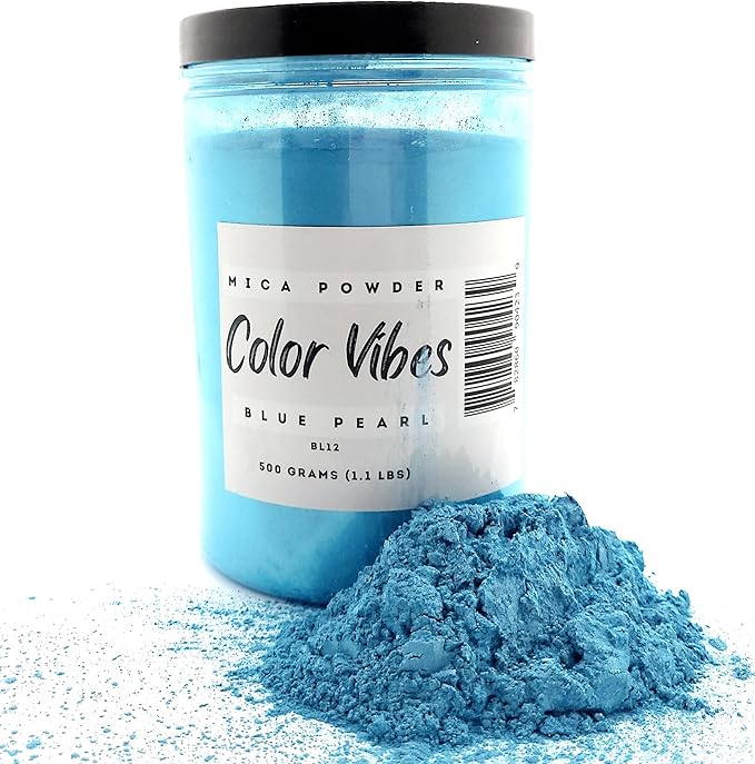 Pearl Mica Powder Pigment Dye - 500 Grams (1.1 lbs) - Best Bulk Price for Fine Arts, Crafting, Painting, Bath Bomb Soap Candle Slime Jewelry Making, Epoxy Resin, Woodworking (Blue BL12)