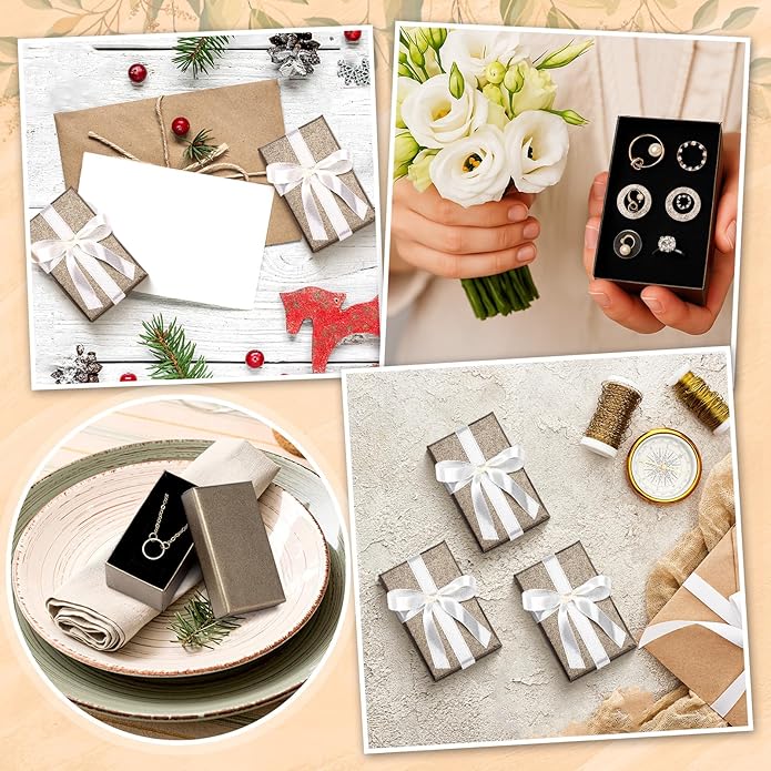 Tenceur 100 Pcs Valentines Jewelry Gift Boxes Bulk Kraft Jewelry Cardboard Box for Necklace Earring Bracelet Storage Package