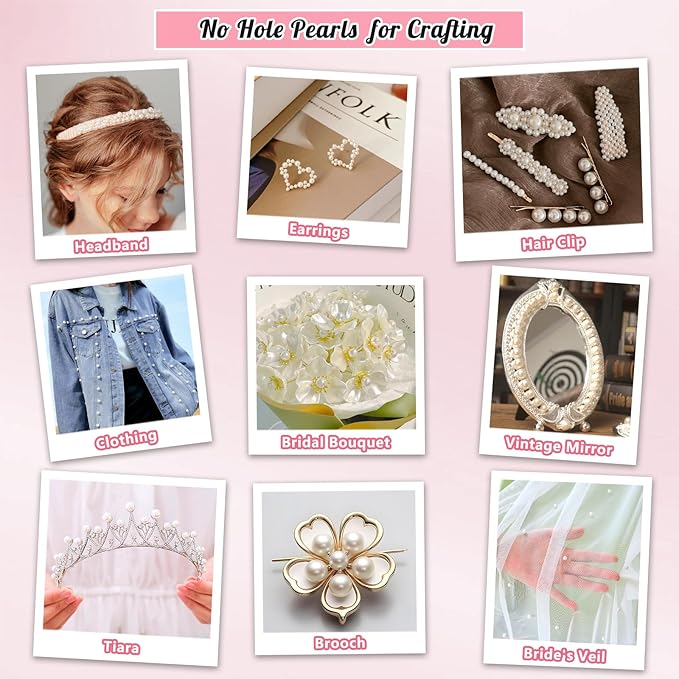 2000PCS Pearls for Crafting, Ivory No Hole Beads for Centerpieces Vases, Assorted Sizes Bulk Fake Pearls Beads for Vase Filler, Candles Centerpiece, DIY Crafts, Jewelry Making (4/6/8/10/14/20mm)