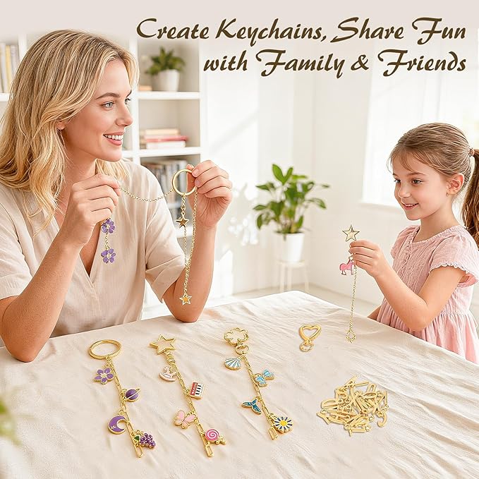 Ecoofor 50 Set Keychain Making Kit, 5 Style Metal Keychain Clips with Swivel Snap Hooks, Lobster Clasps, Key Rings & Extender Chains for DIY Crafts, Jewelry, Bags, Keychains & Gift Accessories