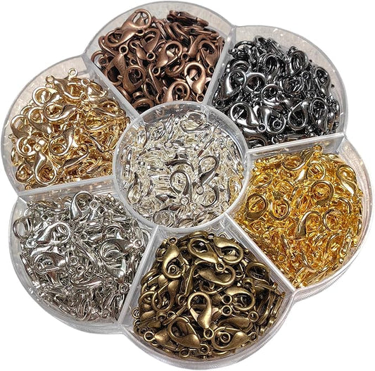 Chenkou Craft 1 Box Around 560pcs 7 Colors Lobster Clasp Jewelry Making Repairing (12X7mm)
