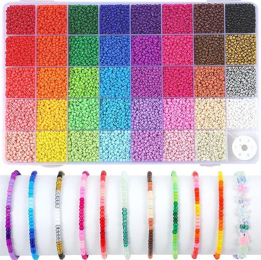 THUTEP 15600 pcs 39 Color 3mm Seed Beads, Tiny Craft Beads for Bracelet Making, Bracelet Kits for DIY Jewelry Craft(Mixed)