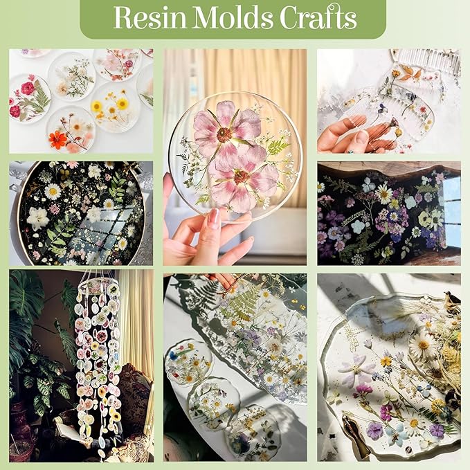 86Pcs Dried Flowers for Crafts, Real Pressed Flowers for Crafts Dried Pressed Flowers Dry Leaves in White, Pink & Yellow Tones for Resin, DIY Art, Scrapbook, Jewelry, Candle & Soap Making with Tweezer