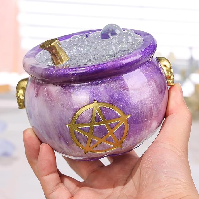 LET’S Resin Witch Cauldron Resin Mold, Halloween Resin Molds, 3D Jar Resin Molds Silicone 4.7'' Width, Large Jar Molds for Epoxy Casting Craft, Storage Box,Candy Container,Candle Holder