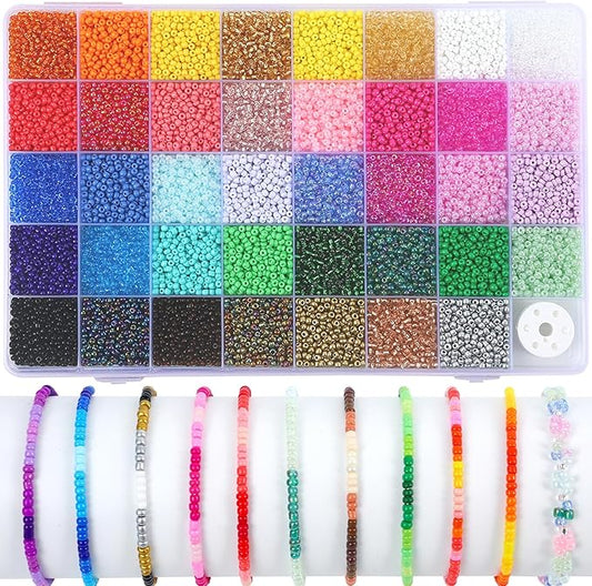THUTEP 15600 pcs 39 Color 3mm Seed Beads, Tiny Craft Beads for Bracelet Making, Bracelet Kits for DIY Jewelry Craft (Multicolor)