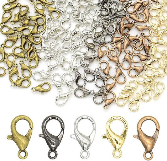 500 Pcs Mini Lobster Clasps, 5 Colors Lobster Claw Clips Fastener Hooks for Making Findings DIY Keychain