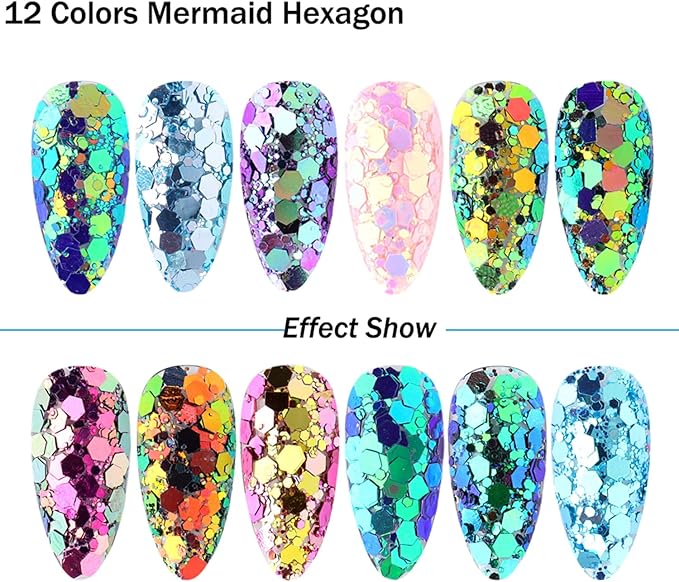 Chameleon Glitter Nail Art Sequins, Holographic 3D Laser Gradient Nail Glitter Flakes Design, UV Gel Shiny Glitters Powder Accessories for Women Manicure Mermaid Decorations DIY Sparkly Nail Art Tips