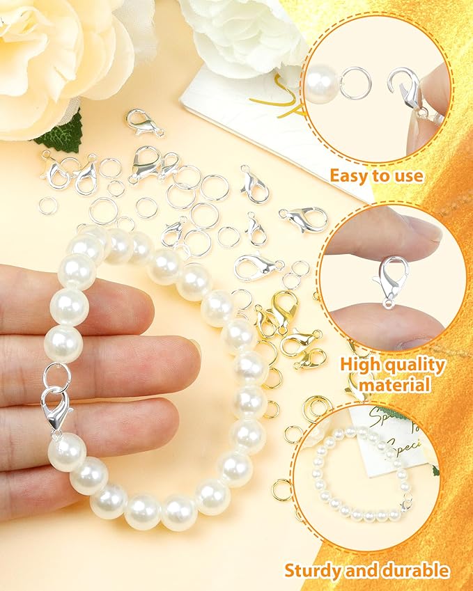 900PCS FIVEIZERO Lobster Claw Clasps and Jump Rings Set - Silver Jewelry Clasps for Necklace, Bracelet, Keychains, and DIY Jewelry Making Supplies