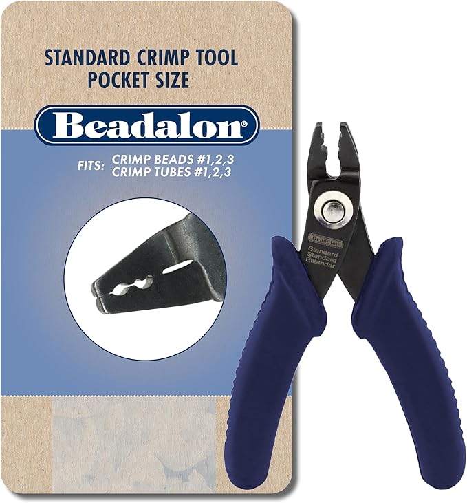 Beadalon Crimp Tool Standard - Fits Crimp Beads #1-3, Crimp Tubes #2-3, Dark Blue, Pocket Travel Size 4 in / 10.1 cm