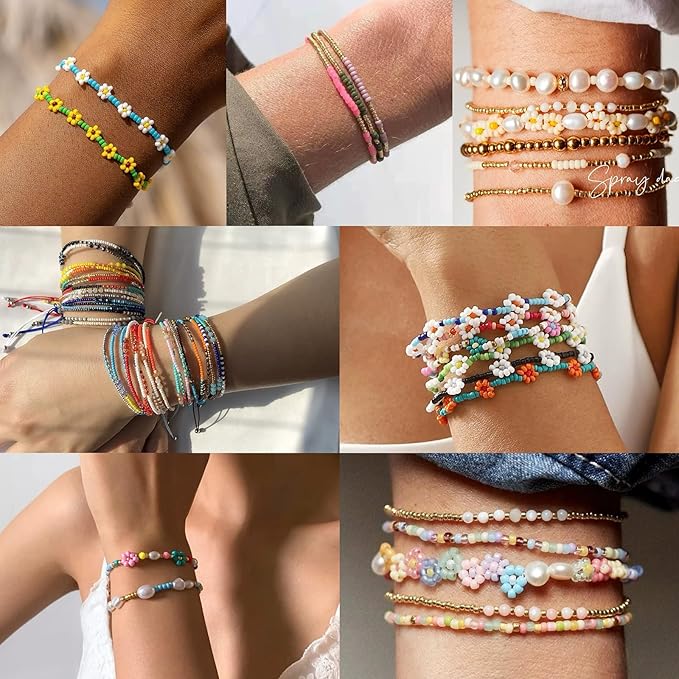 LLchunyun 3mm Glass Seed Beads for Bracelet,11200Pcs Small Beads for Jewelry Making 28 Colors Friendship Bracelet Making Kit for Adults DIY Crafts