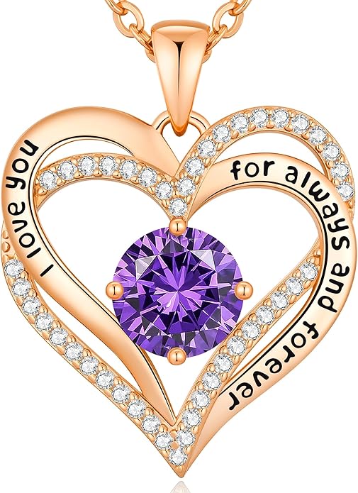 CDE Valentine's Day Gift Forever Love Heart Necklaces for Women, Wedding Anniversary, Birthday Mothers Christmas Day Gifts for Mom, Mother, Wife, S925 Silver Jewelry with Birthstone Pendant