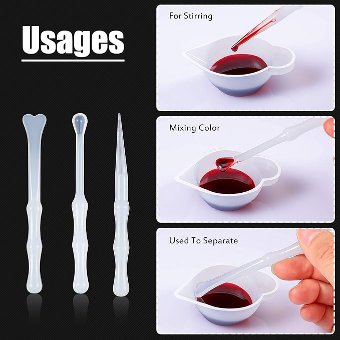 Geiserailie 23 Pcs Silicone Mould Cup Dispensers Mini Measuring Cup Resin Mixing Bowls with Rubber Spoon Glue Stick Small Scraper Color Modulation Tools Kit for DIY Epoxy Resin Craft UV Resin Projects