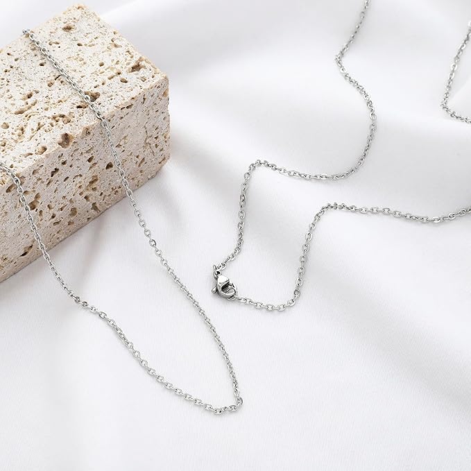 24 Pcs 20" 2mm Stainless Steel Necklace Link Cable Chain Lobster Clasp Bulk for DIY Jewelry Making Supplies Accessories