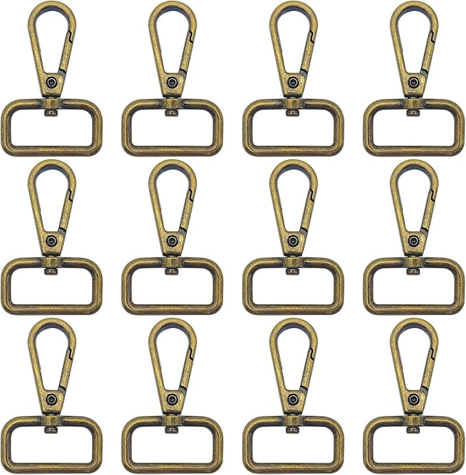 12pcs Swivel Clasps 1" D Ring Lobster Clasp Claw Metal Swivel Snap Hook for Push Gate Snap Hooks Trigger Clips Keychain Lanyard,Jewelry,DIY Crafts Supplies(Antique Bronze, 1inch Inside Diameter)
