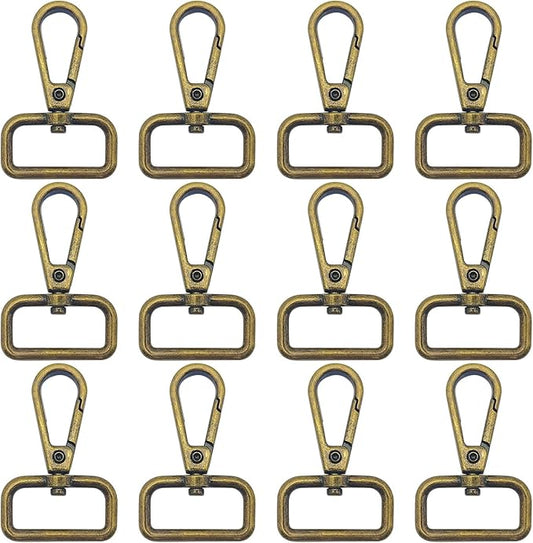12pcs Swivel Clasps 1" D Ring Lobster Clasp Claw Metal Swivel Snap Hook for Push Gate Snap Hooks Trigger Clips Keychain Lanyard,Jewelry,DIY Crafts Supplies(Antique Bronze, 1inch Inside Diameter)