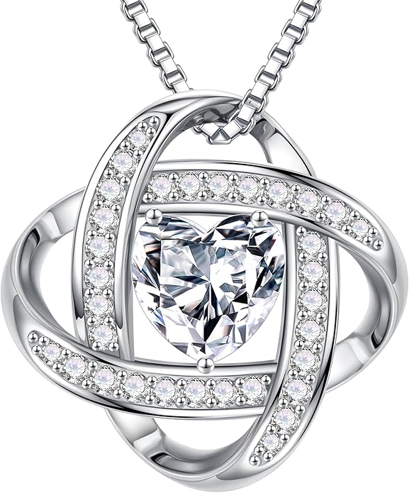 MOOSEA Valentines Day Gifts for Her, 1-3 ct Love Knot Moissanite Necklace Lab Created Moissanite 925 Sterling Silver Necklace Anniversary Jewelry Gifts Birthday Gifts for Her Wife Girlfriend Mom