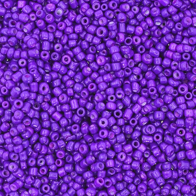 Mandala Crafts 8/0 Glass Seed Beads for Professional Beadwork, 6000 Purple Tiny Mini Glass Beads for Sewing