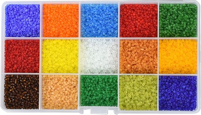 Mandala Crafts 11/0 Glass Seed Beads for Professional Beadwork, 15000 Pcs Matte Glass Beads