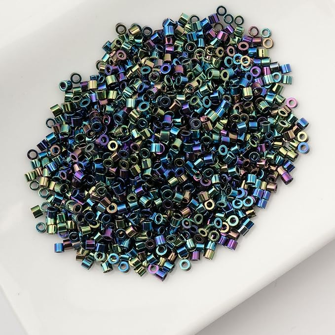 John Bead 25g Cylin Beads Black AB 11/0 Glass Cylindrical Seed Beads for Jewelry Bracelets Necklaces Earrings Making Embroidery Home Decor