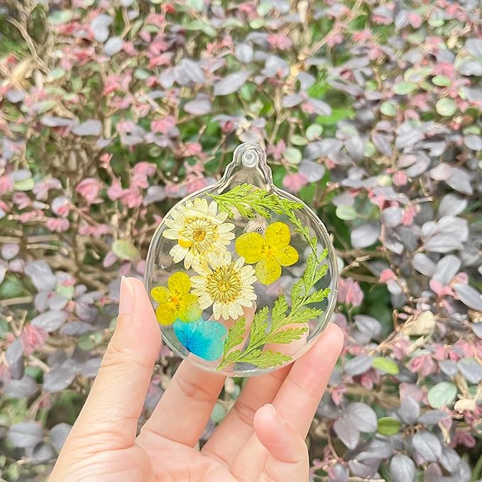 2pcs 4-Cavity Deep Round Christmas Ornament Resin Mold,Round Silicone Keychain Molds for Epoxy Resin,Christmas Tree Decorations Christmas Bauble Silicone Mold Halloween