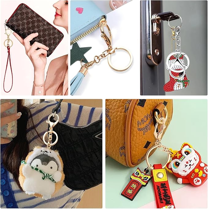 Gkeygo 10 Pack a Set Metal Lobster Claw Clasps and Key Rings, Key Chain Accessories, Keychain Making kit for Keys, Art Crafts, Jewelry Making, Silver - Light Gold