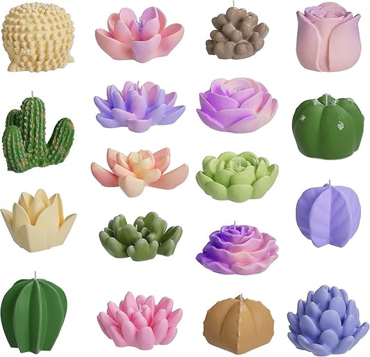 18 Pack Flower Succulent Candle Molds Peony Rose Resin Casting Silicone Molds for Home Decor & Candle Making Wave Spiral Mold