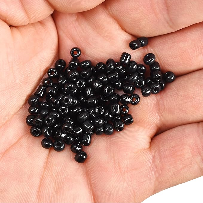 Mandala Crafts 6/0 Glass Seed Beads for Professional Beadwork, 2500 Black Glass Beads