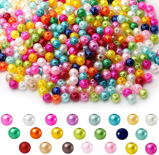 2000 PCS Pearl Beads for Jewelry Making, 6mm Colorful Plastic Beads for DIY Crafting Bracelets, Necklaces, Earrings