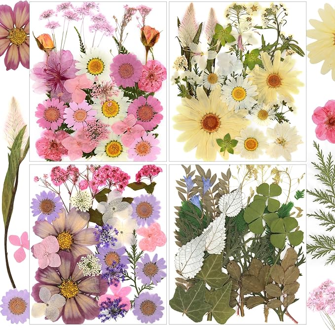 104Pcs Natural Pressed Dried Flowers Resin, Dry Flowers for Resin Accessories, Dried Flower for Scrapbooking DIY Art Crafts, Epoxy Resin Jewelry Molds, Candle, Soap Making, Craft Making