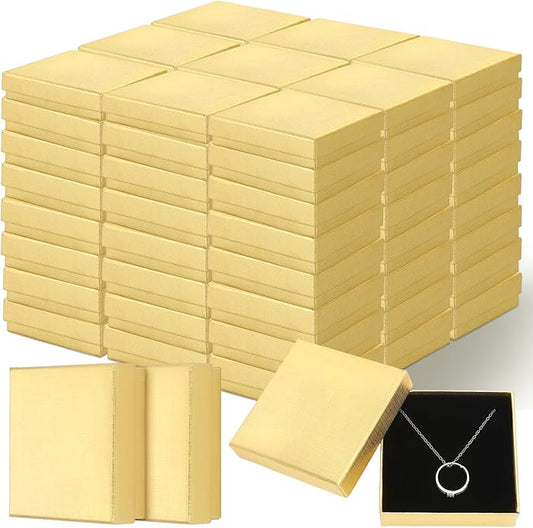 Tenceur 100 Pcs Valentines Jewelry Gift Boxes Bulk Kraft Jewelry Cardboard Box for Necklace Earring Bracelet Storage Package