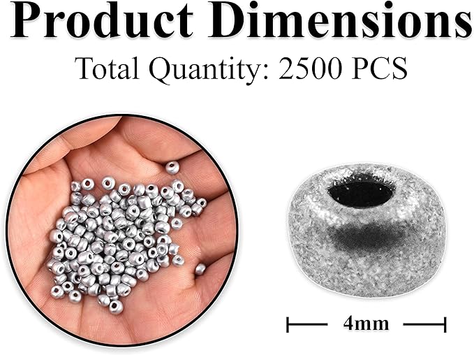 Mandala Crafts 6/0 Glass Seed Beads for Professional Beadwork, 2500 Metallic Silver Glass Beads