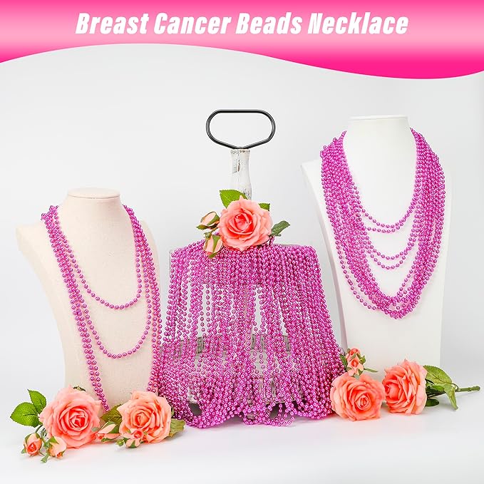 Breast Cancer Awareness Accessories, 100PCS Breast Cancer Beads Bulk Decorations, Toy Necklaces Bead, Bead for Party Parade Supplies Favors Stuff